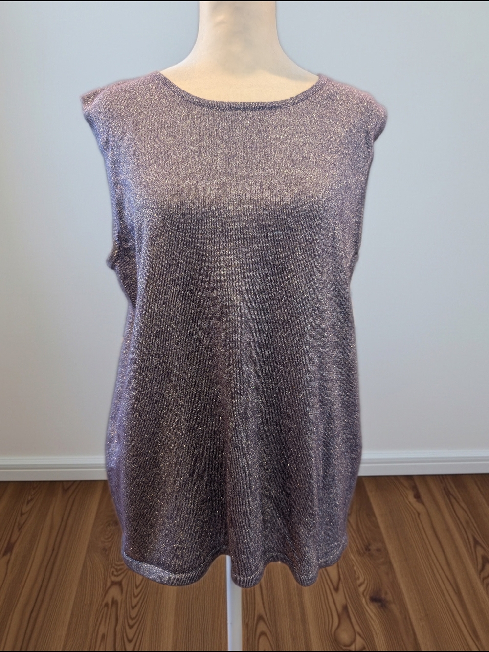 Susan Graver Shimmery Lilac Metallic Sleeveless Top